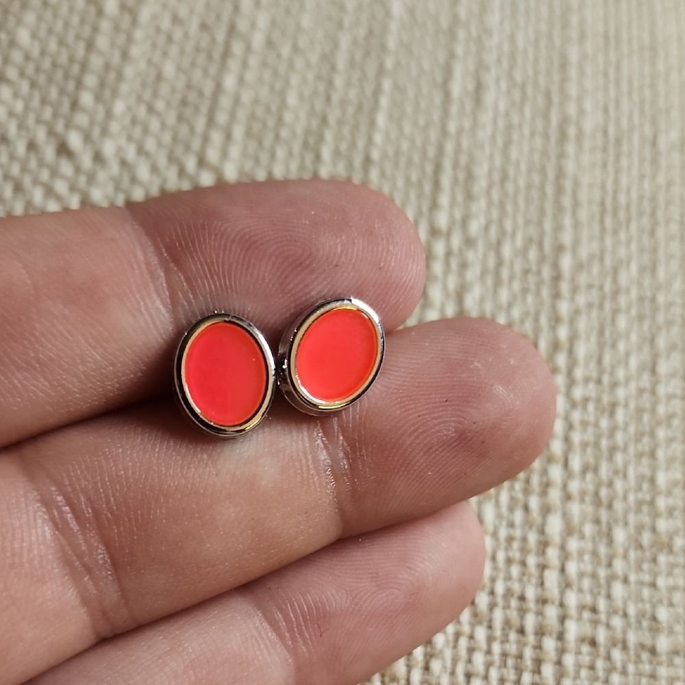 Elegant Gold and Coral Stud Earrings